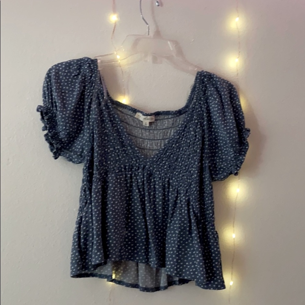 LA Hearts (PacSun) blue floral blouse